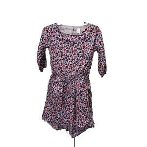 Tea Gray Multi Colored Floral Dress Girls Sz 12 Hi-Low Hemline 3/4 Sleeve